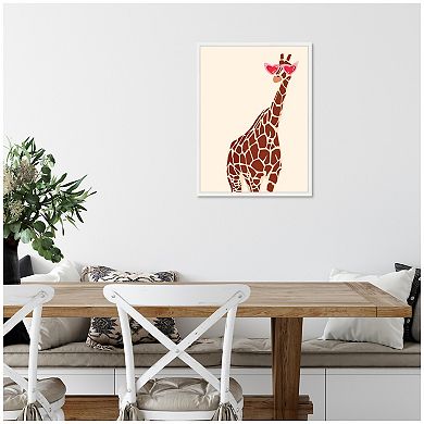 Sylvie Giraffe in Preppy Cute Heart Sunglasses Framed Canvas by Honey Island Studio