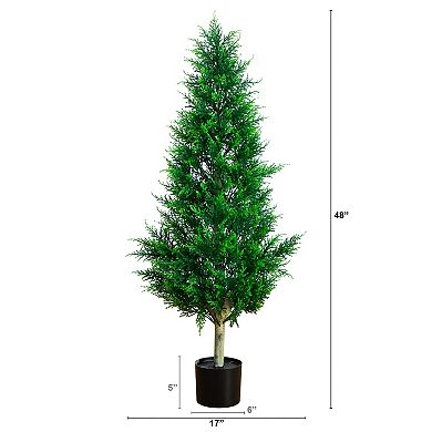 nearly natural 4ft. UV Resistant Indoor / Outdoor Artificial Cypress Tower Tree
