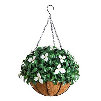 nearly natural 18-Inch UV Resistant Artificial Gardenia Hanging Basket