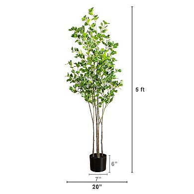 nearly natural 5-ft. Artificial Heart Shaped Ficus Leaf Tree Floor Decor