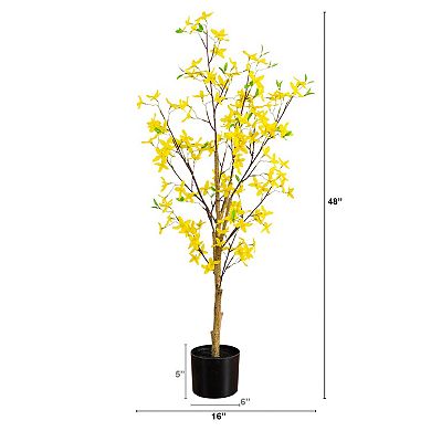nearly natural 4-ft. Artificial Forsythia Tree Floor Decor