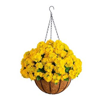 nearly natural UV Resistant Artificial Chrysanthemum Hanging Basket