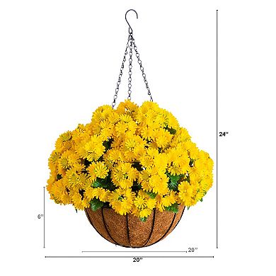 nearly natural UV Resistant Artificial Chrysanthemum Hanging Basket