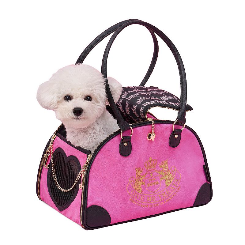 Juicy Couture Give Me Treats Soft-Sided Pet Carrier, Bright Pink