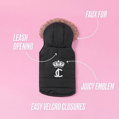 Juicy Couture Quilted Puffer Hooded Pet Jacket
