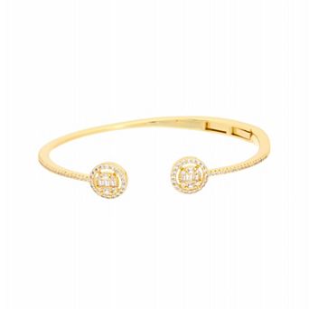 Juvell 18k Gold Plated Cubic Zirconia Cuff Bangle Bracelet