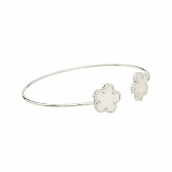 Juvell Mother-of-Pearl Flower Cuff Bangle Bracelet