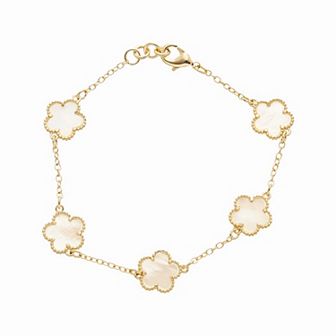 Juvell Gold-Plated Mother-of-Pearl Flower Bangle Bracelet