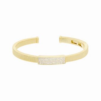 Juvell 18k Gold Plated Cubic Zirconia Rectangle Cuff Bangle Bracelet