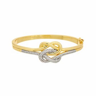 Juvell 18k Gold Plated Cubic Zirconia Double Knot Cuff Bangle Bracelet
