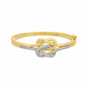 Juvell 18k Gold Plated Cubic Zirconia Double Knot Cuff Bangle Bracelet
