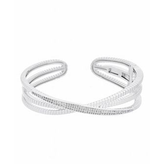 Juvell 18k White Gold Plated Cubic Zirconia Twist Cuff Bangle Bracelet