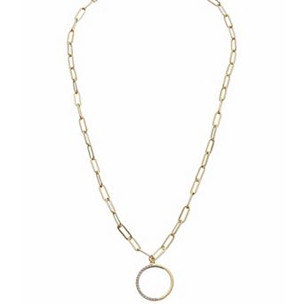 Juvell 18k Gold Plated Cubic Zirconia Circle Pendant Necklace