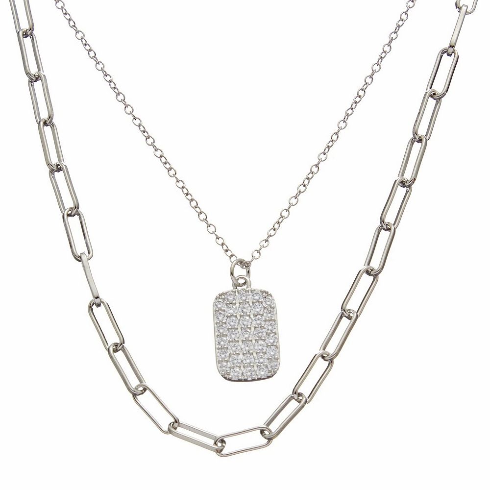 Juvell 18k White Gold Plated Cubic Zirconia Rounded Rectangle Pendant ...
