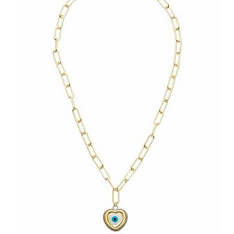 Juvell 18k Gold Plated Mother-of-Pearl Heart Pendant Necklace