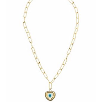 Juvell 18k Gold Plated Mother-of-Pearl Heart Pendant Necklace