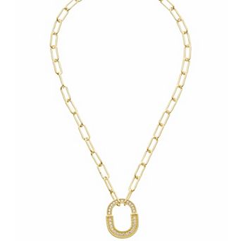 Juvell 18k Gold Plated Cubic Zirconia Link Chain Pendant Necklace