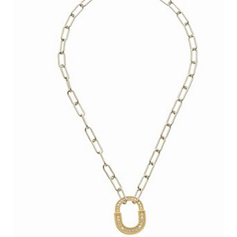 Juvell Two Tone Cubic Zirconia Link Chain Pendant Necklace