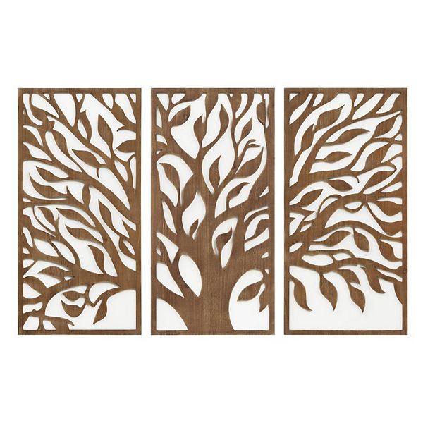 Madison Park Birch Botanical Wood Panel Wall Decor Set of 3
