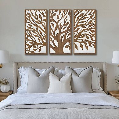 Madison Park Birch Botanical Wood Panel Wall Decor Set of 3
