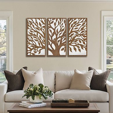 Madison Park Birch Botanical Wood Panel Wall Decor Set of 3