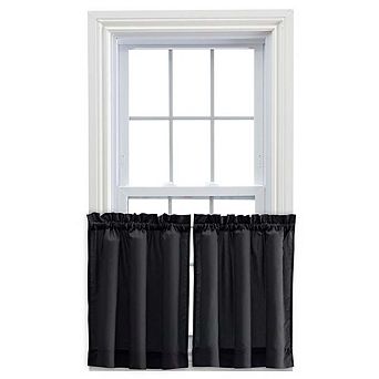 Stacey Solid Color Window 1.5" Rod Pocket High Quality Fabric Tailored Tier Pair