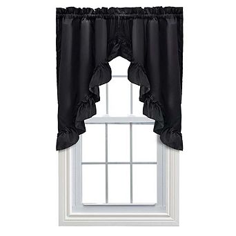 Stacey Solid Color Window Rod Pocket Ruffled Swag