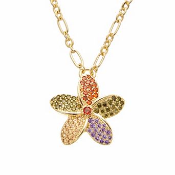 Juvell 18k Gold Plated Topaz Clover Pendant Necklace
