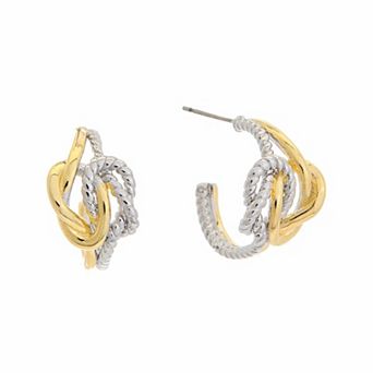 Juvell Gold Two-Tone Huggie Earrings