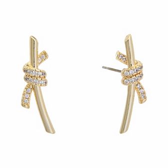 Juvell 18k Gold-Plated Cubic Zirconia Knot Stud Earrings