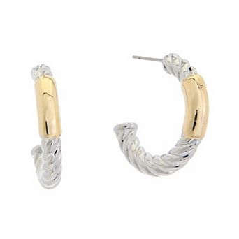 Juvell 18k Gold Over Brass Two-Tone Twist Hoop Earrings