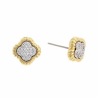 Juvell 18k Gold-Plated Cubic Zirconia Clover Stud Earrings