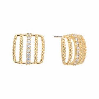 Juvell 18k Gold Over Brass Cubic Zirconia Square Earrings