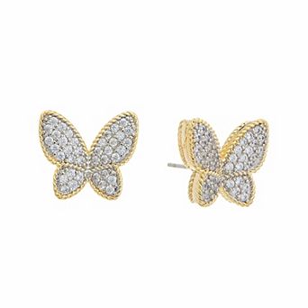 Juvell 18k Gold Over Brass Cubic Zirconia Butterfly Stud Earrings