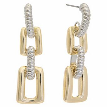 Juvell 18k Gold Over Brass Two-Tone Links Dangling Earrings