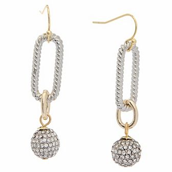 Juvell 18k Gold Two Tone Plated Cubic Zirconia Dangling Earrings