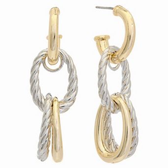 Juvell 18k Gold Over Brass Two-Tone Oval Dangling Earrings