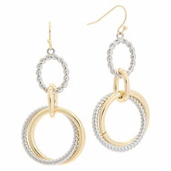 Juvell 18k Gold Over Brass Two-Tone Loops Dangling Earrings