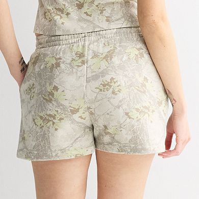 Juniors' SO® Sporty Camouflage Allover Print Fleece Shorts
