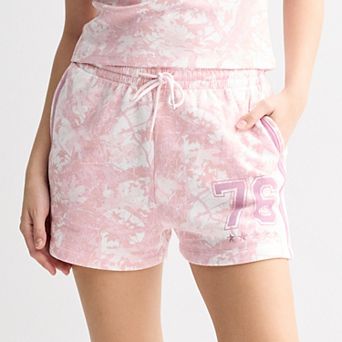 Juniors' SO® Sporty Pink Camouflage Allover Print Fleece Shorts
