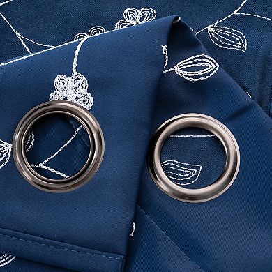 Lilian Embroidered Blackout Luxurious Decorative Grommet Curtain Panel