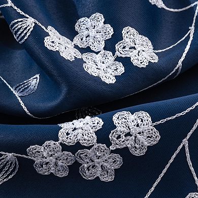 Lilian Embroidered Blackout Luxurious Decorative Grommet Curtain Panel