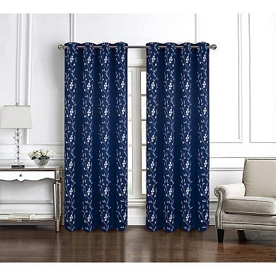 Lilian Embroidered Blackout Luxurious Decorative Grommet Curtain Panel