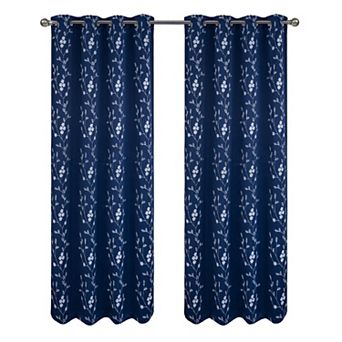 Lilian Embroidered Blackout Luxurious Decorative Grommet Curtain Panel