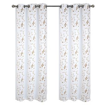 Lilian Embroidered Blackout Luxurious Decorative Grommet Curtain Panel