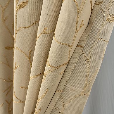 Luciana 2 Pack Embroidered Blackout Luxurious Decorative Grommet Curtain Panel