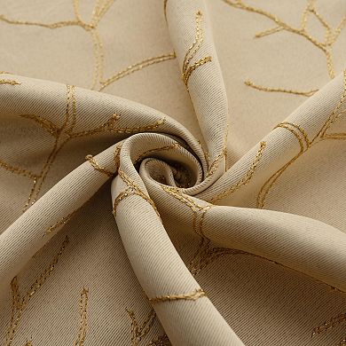 Luciana 2 Pack Embroidered Blackout Luxurious Decorative Grommet Curtain Panel