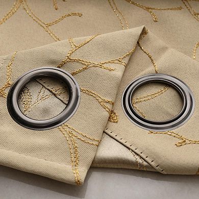 Luciana 2 Pack Embroidered Blackout Luxurious Decorative Grommet Curtain Panel