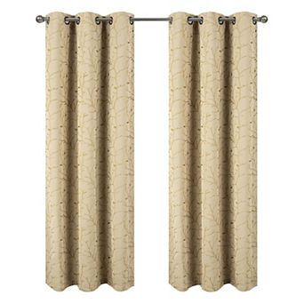 Luciana 2 Pack Embroidered Blackout Luxurious Decorative Grommet Curtain Panel