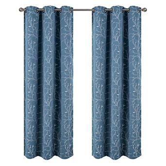 Luciana 2 Pack Embroidered Blackout Luxurious Decorative Grommet Curtain Panel